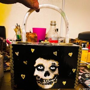 Pinup wood purse hand painted horror Misfits purse